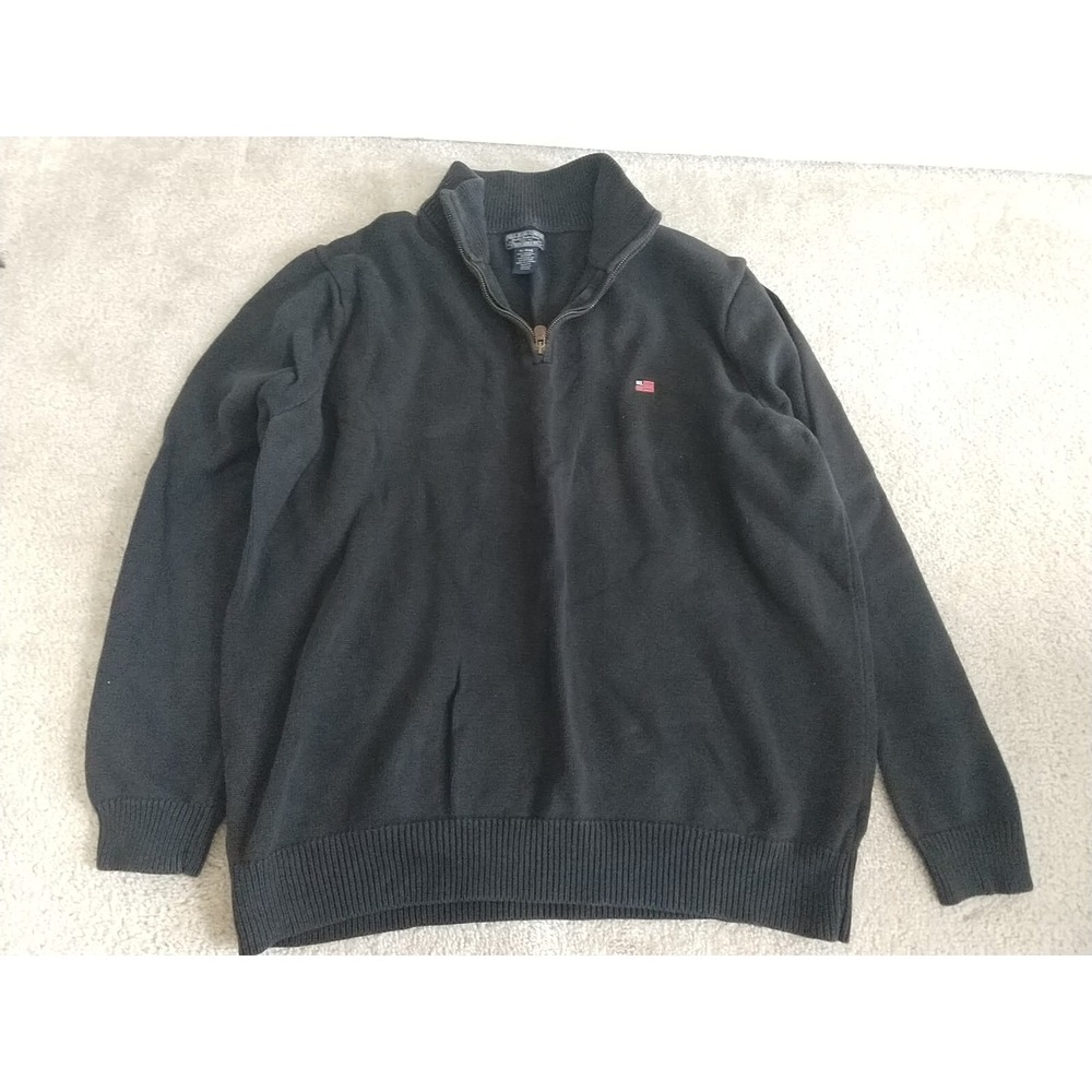Ralph Lauren Mens Black Quarter Zip Sweater XL Polo Jeans Company Pullover